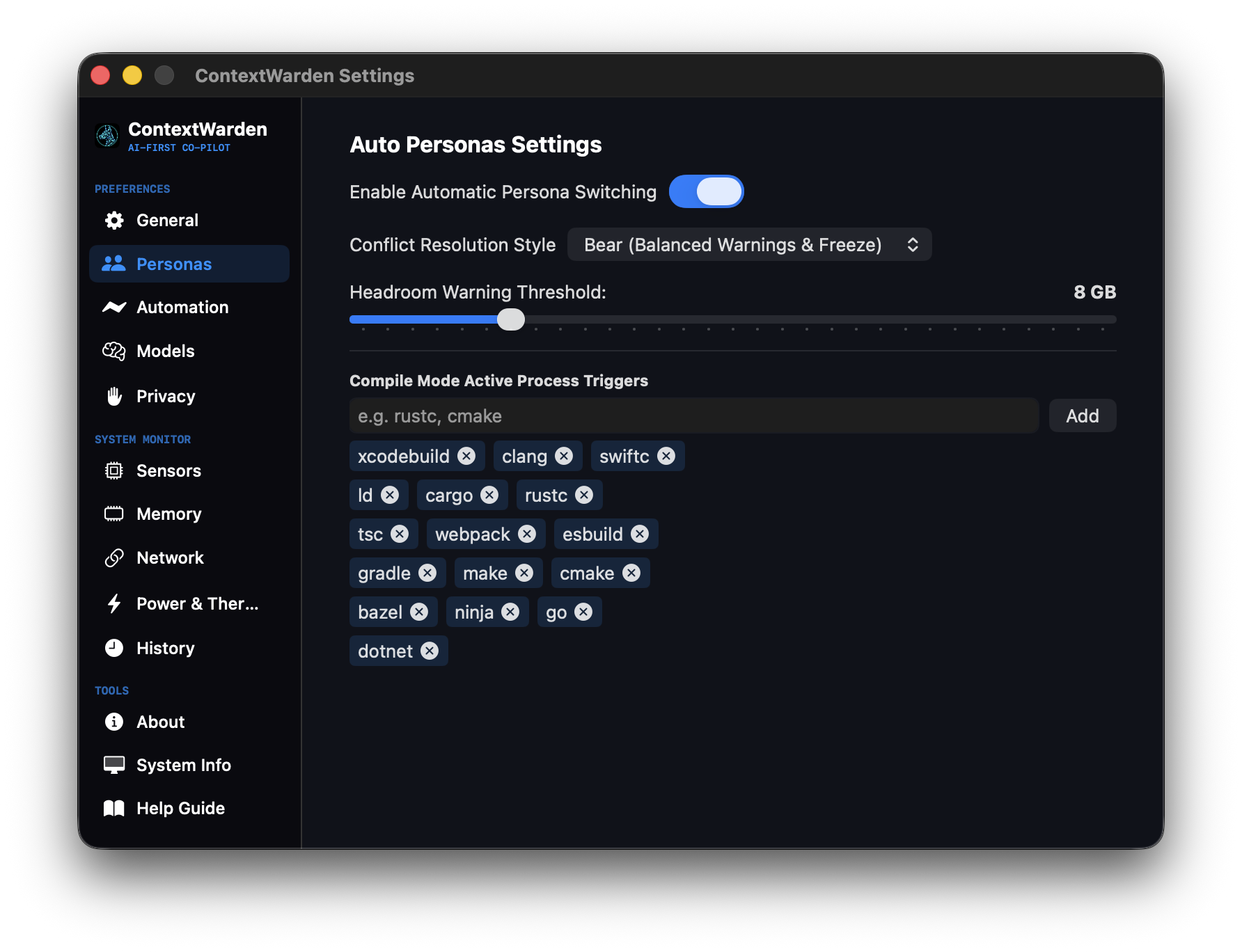 Personas Settings